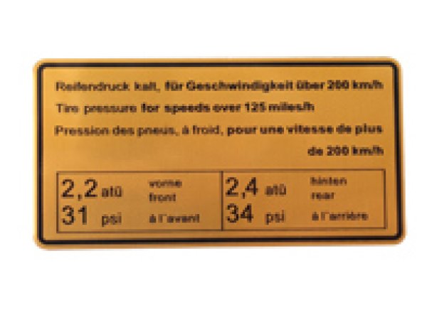 画像1: ステッカー タイヤ空気圧         　　　　911 65-72 / 914 (1)