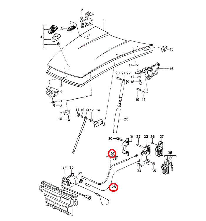 フロント フード リリースケーブル 964/993 - ポルシェ小僧/PORSCHE