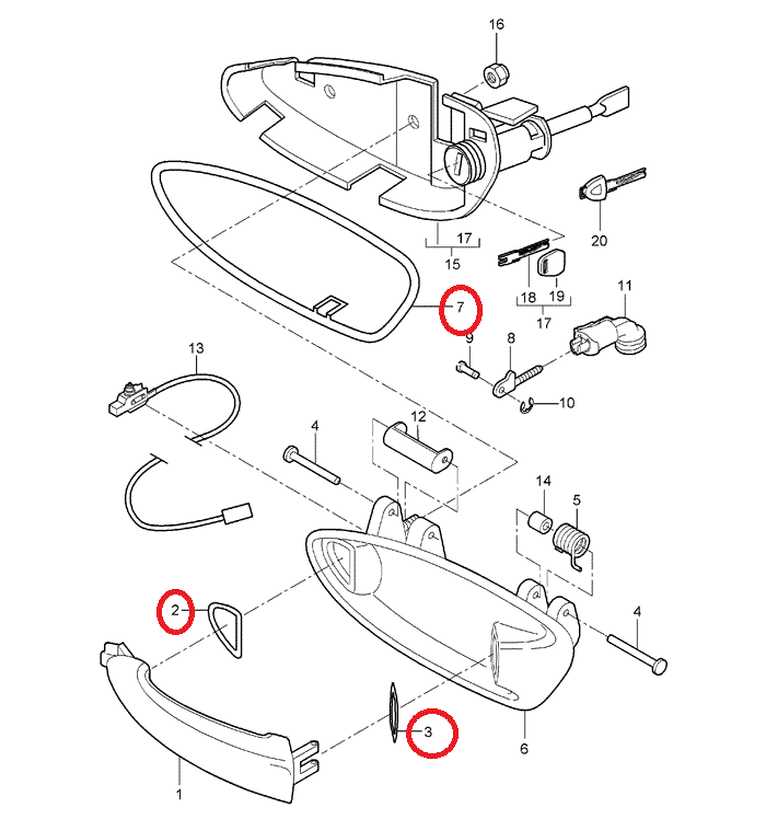 ドアハンドル シール 997/987 - ポルシェ小僧/PORSCHE PARTS専門店