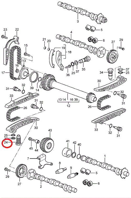 タイミングチェーンテンショナー 996 / 987 / 987C / 997 - ポルシェ